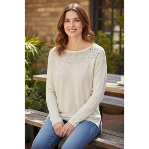 Tommy Bahama Women's Silva Vista Crew Neck Long Sleeve Sweater Size M